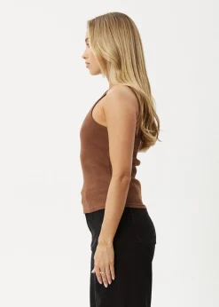 Sleeveless|Essentials<Afends Lydia  - Rib Singlet Toffee