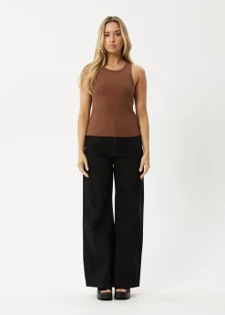 Sleeveless|Essentials<Afends Lydia  - Rib Singlet Toffee