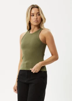 Sleeveless|Essentials<Afends Lydia  - Rib Singlet Military