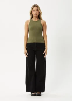 Sleeveless|Essentials<Afends Lydia  - Rib Singlet Military