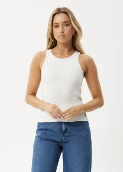 Sleeveless|Essentials<Afends Lydia  - Rib Singlet White