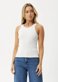 Sleeveless|Essentials<Afends Lydia  - Rib Singlet White