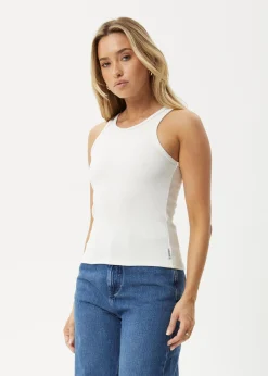Sleeveless|Essentials<Afends Lydia  - Rib Singlet White