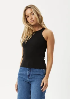 Sleeveless|Essentials<Afends Lydia  - Rib Singlet Black