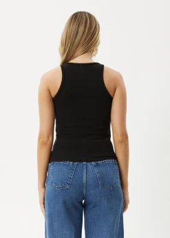 Sleeveless|Essentials<Afends Lydia  - Rib Singlet Black