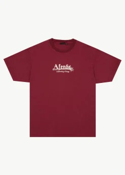 T-Shirts<Afends Mace Life  - Boxy Tee Washed Burgundy