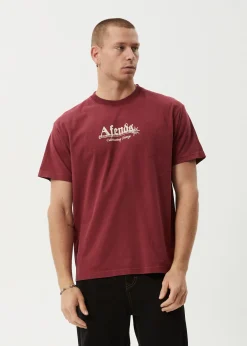 T-Shirts<Afends Mace Life  - Boxy Tee Washed Burgundy