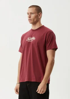 T-Shirts<Afends Mace Life  - Boxy Tee Washed Burgundy