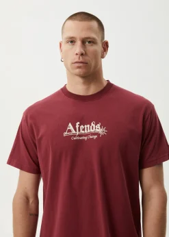 T-Shirts<Afends Mace Life  - Boxy Tee Washed Burgundy
