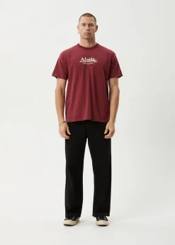T-Shirts<Afends Mace Life  - Boxy Tee Washed Burgundy