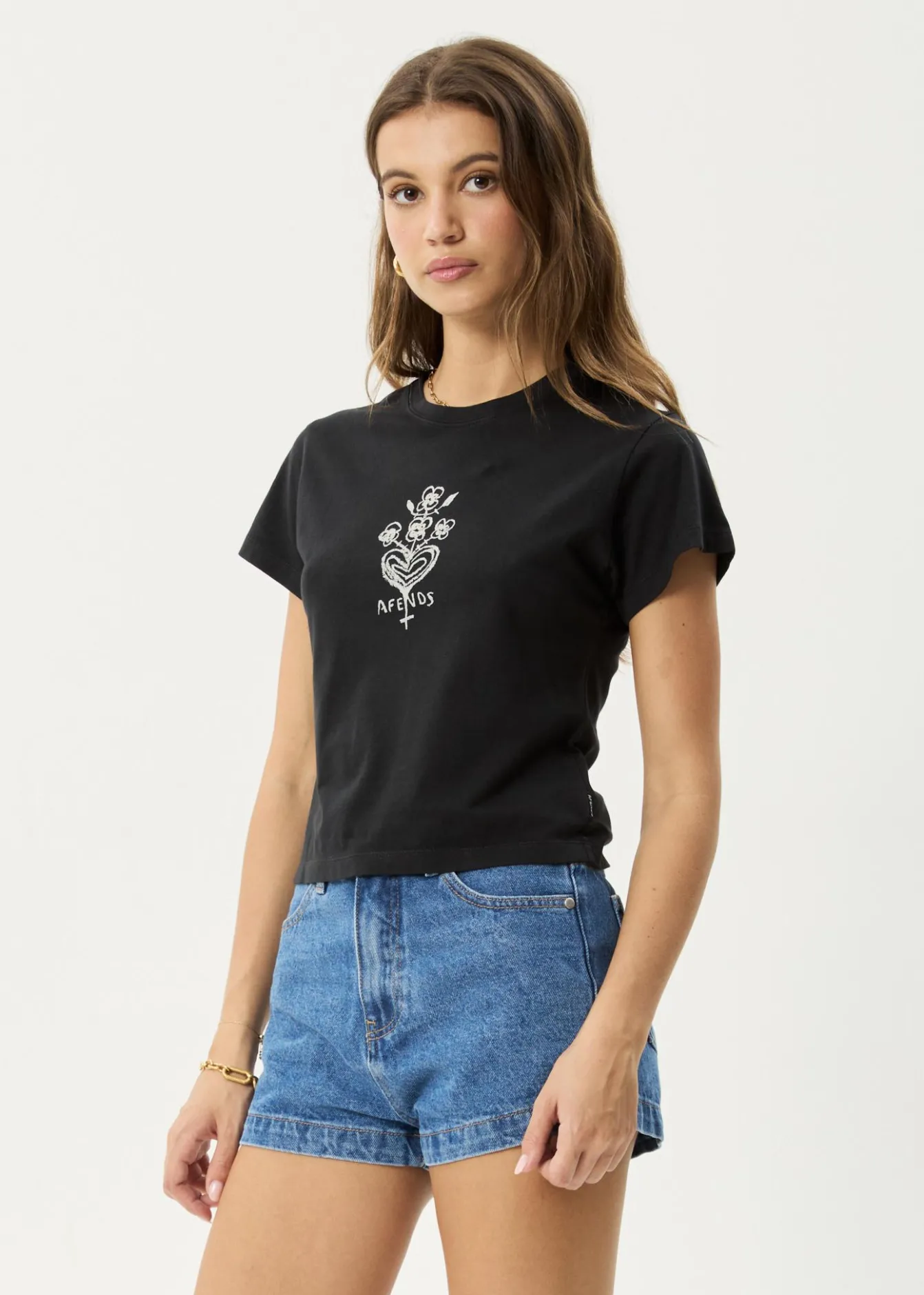 Tees & Shirts<Afends Maisie - Baby Tee Stone Black