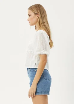 Sets & Co-Ords|Tees & Shirts<Afends Marlow  - Tie Front Top White