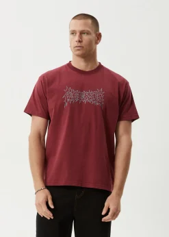 T-Shirts<Afends Mental  - Boxy Tee Washed Burgundy