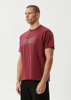 T-Shirts<Afends Mental  - Boxy Tee Washed Burgundy