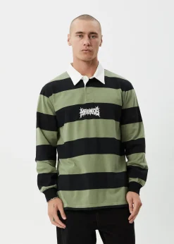 Long Sleeve<Afends Mental  - Rugby Long Sleeve Tee Oil Green