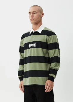 Long Sleeve<Afends Mental  - Rugby Long Sleeve Tee Oil Green