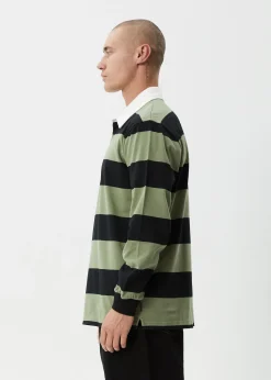 Long Sleeve<Afends Mental  - Rugby Long Sleeve Tee Oil Green