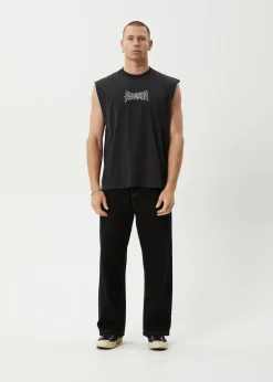 Sleeveless<Afends Mental  - Sleeveless Tee Stone Black