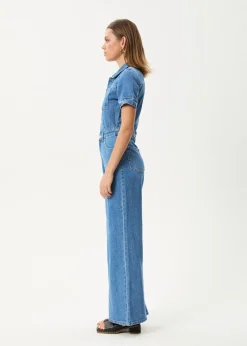 Jumpsuits & Overalls|Essentials<Afends Miami - Denim Flared Jumpsuit Worn Blue