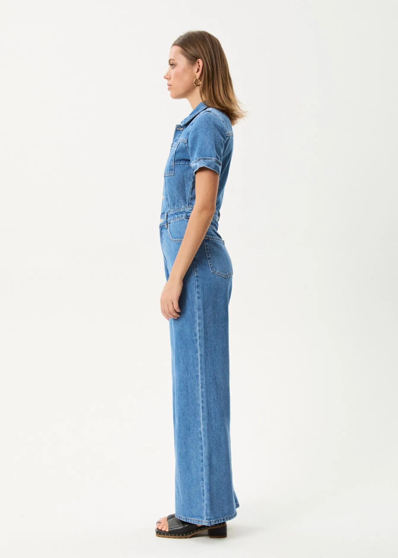 Jumpsuits & Overalls|Essentials<Afends Miami - Denim Flared Jumpsuit Worn Blue