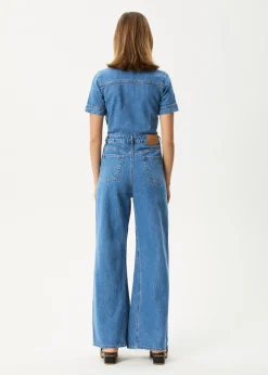 Jumpsuits & Overalls|Essentials<Afends Miami - Denim Flared Jumpsuit Worn Blue