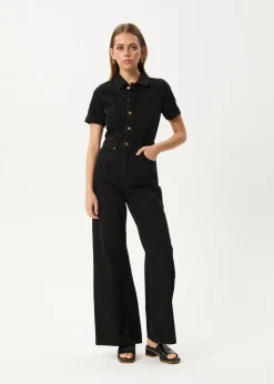 Jumpsuits & Overalls|Essentials<Afends Miami  - Denim Flared Jumpsuit Washed Black