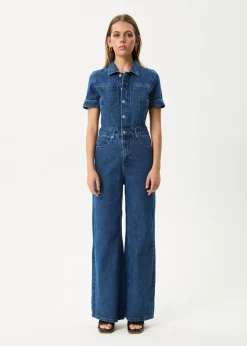 Jumpsuits & Overalls|Essentials<Afends Miami  - Denim Flared Jumpsuit Authentic Blue