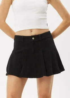 Skirts<Afends Mika  - Pleat Mini Skirt Black