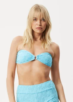 Swimwear<Afends Moon  - Terry Bandeau Bikini Top Blue Daisy