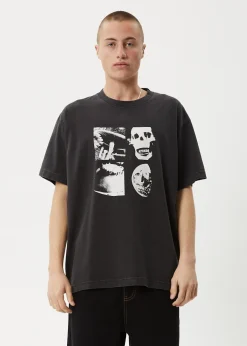 T-Shirts<Afends New And Clear  - Heavyweight Boxy Tee Stone Black