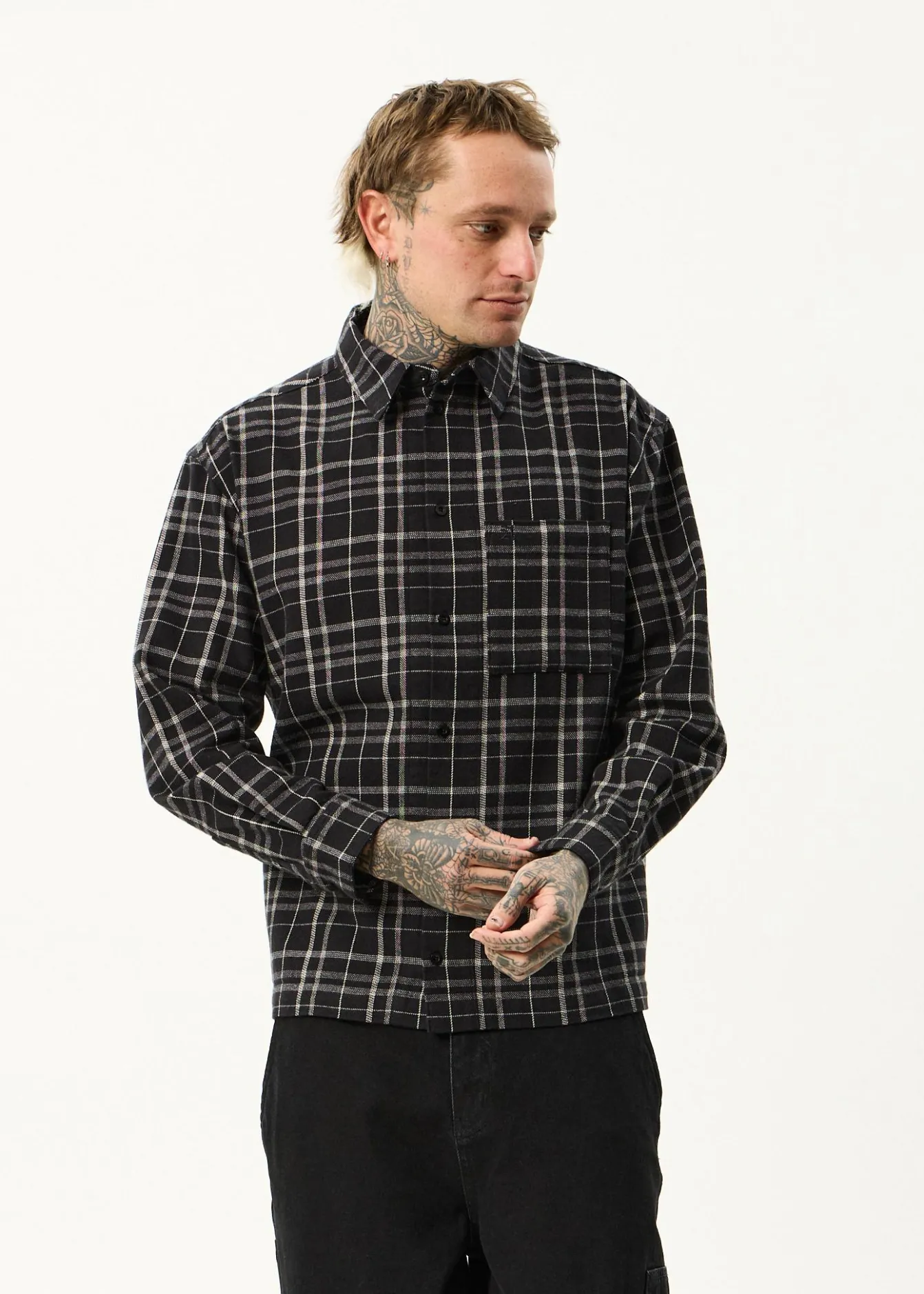 Shirts<Afends Nights - Flannel Long Sleeve Shirt Black Check