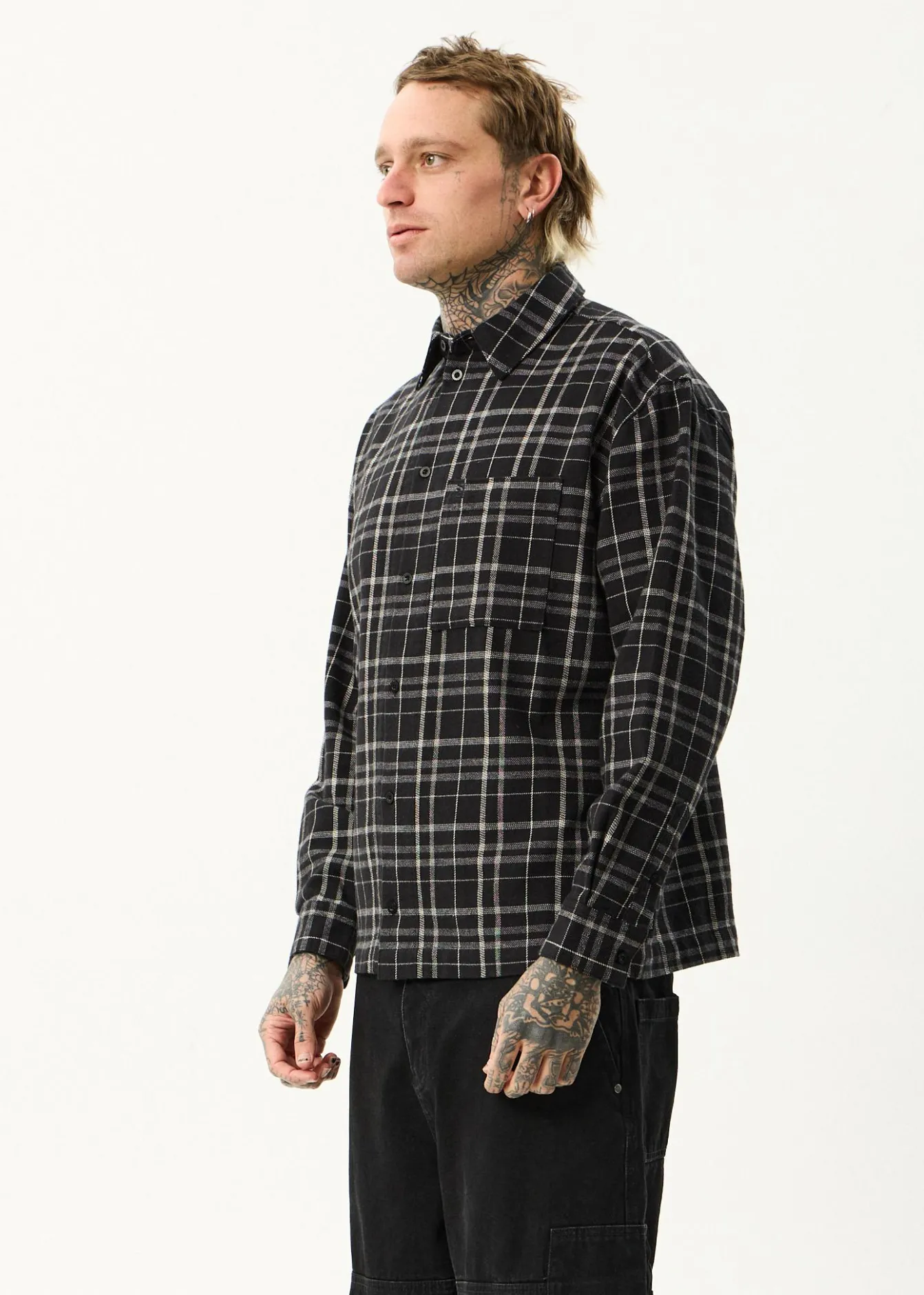 Shirts<Afends Nights - Flannel Long Sleeve Shirt Black Check