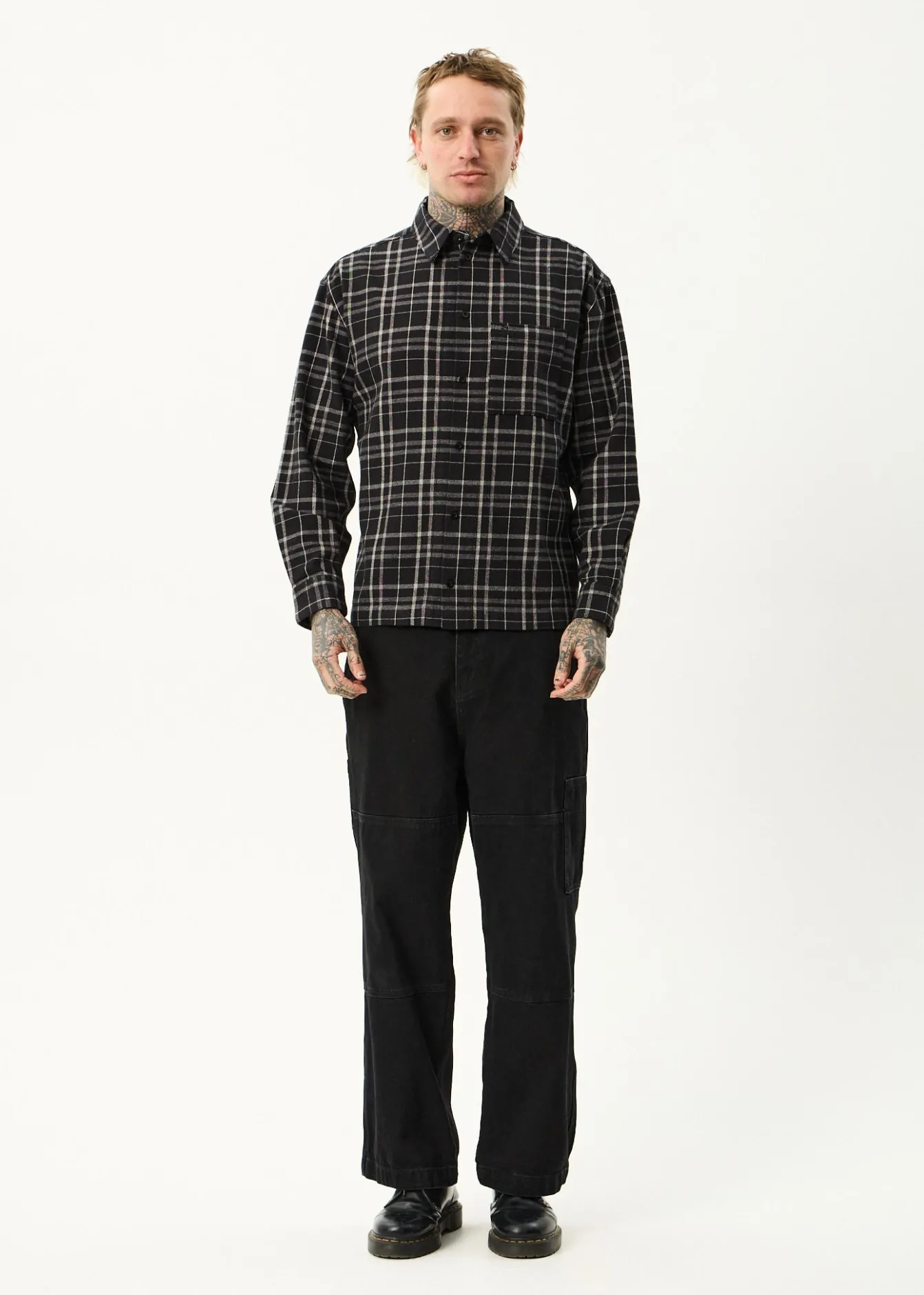 Shirts<Afends Nights - Flannel Long Sleeve Shirt Black Check