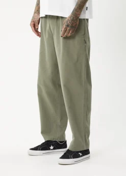 Pants<Afends Ninety Eights  - Baggy Elastic Waist Pant Olive