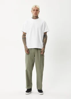 Pants<Afends Ninety Eights  - Baggy Elastic Waist Pant Olive