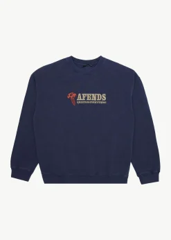 Sweaters & Hoodies<Afends Nuts N Bolts  - Crew Neck Jumper Washed Deep Sea