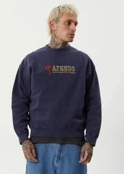 Sweaters & Hoodies<Afends Nuts N Bolts  - Crew Neck Jumper Washed Deep Sea