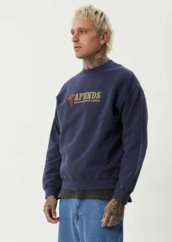 Sweaters & Hoodies<Afends Nuts N Bolts  - Crew Neck Jumper Washed Deep Sea