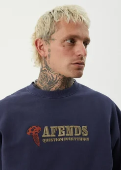 Sweaters & Hoodies<Afends Nuts N Bolts  - Crew Neck Jumper Washed Deep Sea