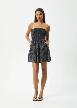 Dresses<Afends Paisley  - Strapless Mini Dress Black