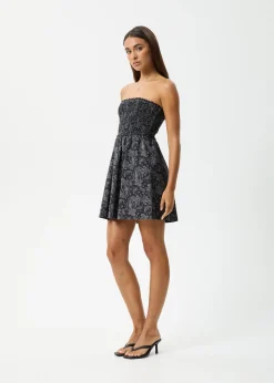 Dresses<Afends Paisley  - Strapless Mini Dress Black