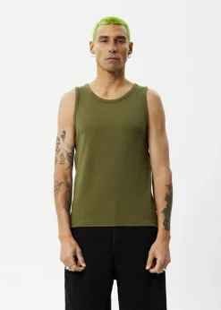 Sleeveless<Afends Paramount  - Rib Singlet Military