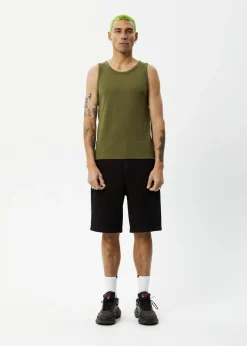 Sleeveless<Afends Paramount  - Rib Singlet Military