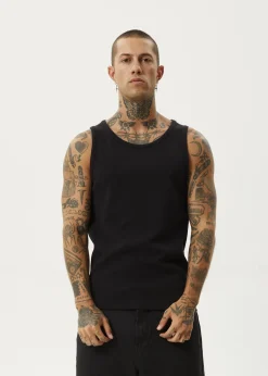 Sleeveless<Afends Paramount  - Rib Singlet Black