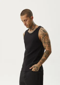 Sleeveless<Afends Paramount  - Rib Singlet Black