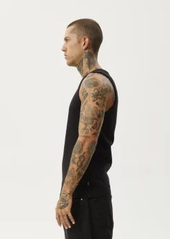 Sleeveless<Afends Paramount  - Rib Singlet Black