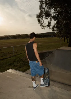 Sleeveless<Afends Paramount  - Rib Singlet Black