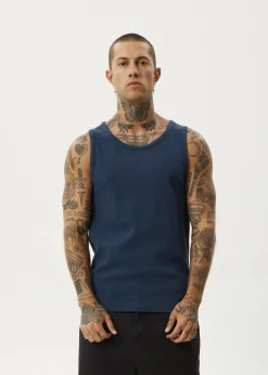 Sleeveless<Afends Paramount  - Rib Singlet Navy