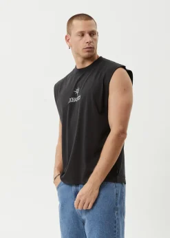 Sleeveless<Afends Peace Out  - Sleeveless Tee Stone Black