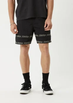 Shorts<Afends Peace Out Tape  - Elastic Waist Short Black